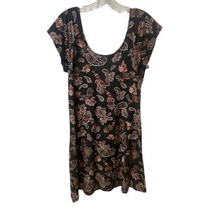 So Kohl's Black, Orange & Ivory Paisley Dress Women’s Size L Large